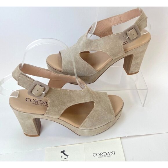 Cordani Taylin Suede Sandals Heeled Women Straps Platform Shoes Size 37 US6.5 - Picture 1 of 11